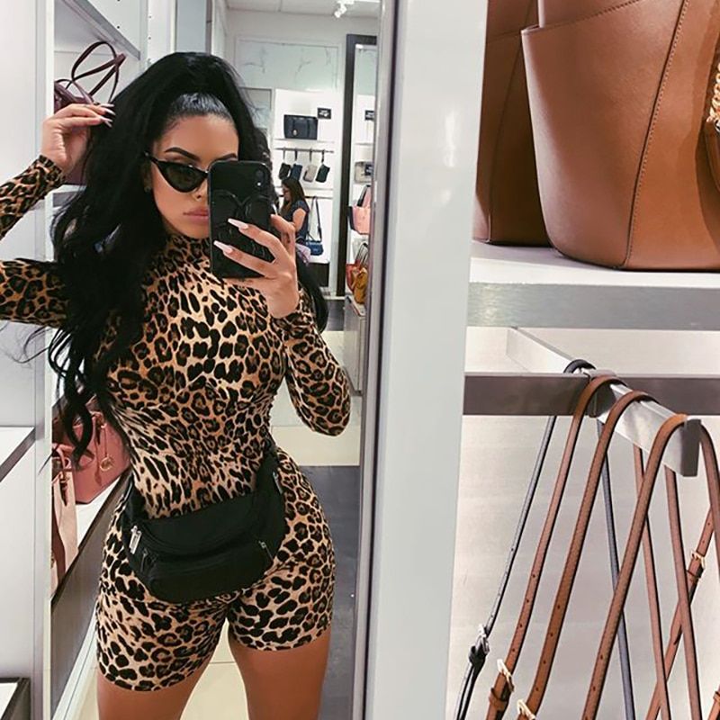 New High Street Long Sleeve Leopard Print Bodysuit