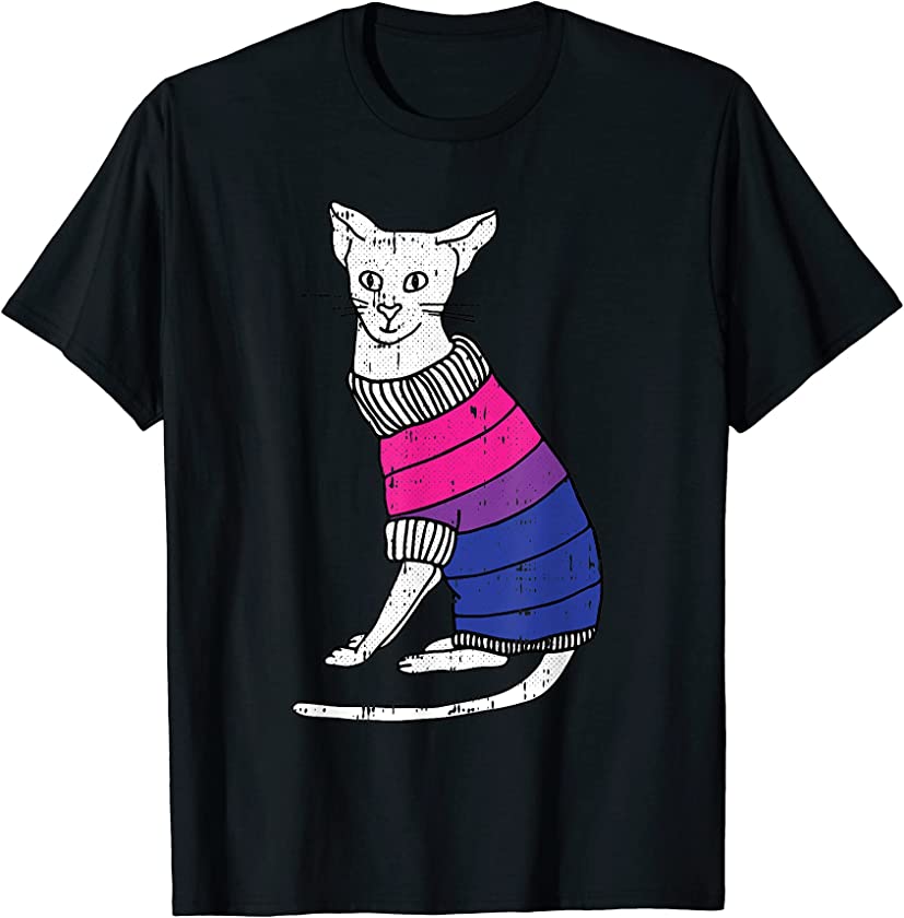 Bi-sexual Cat LGBT-Q Pride Cute Kitten Kitty Proud Ally T-Shirt