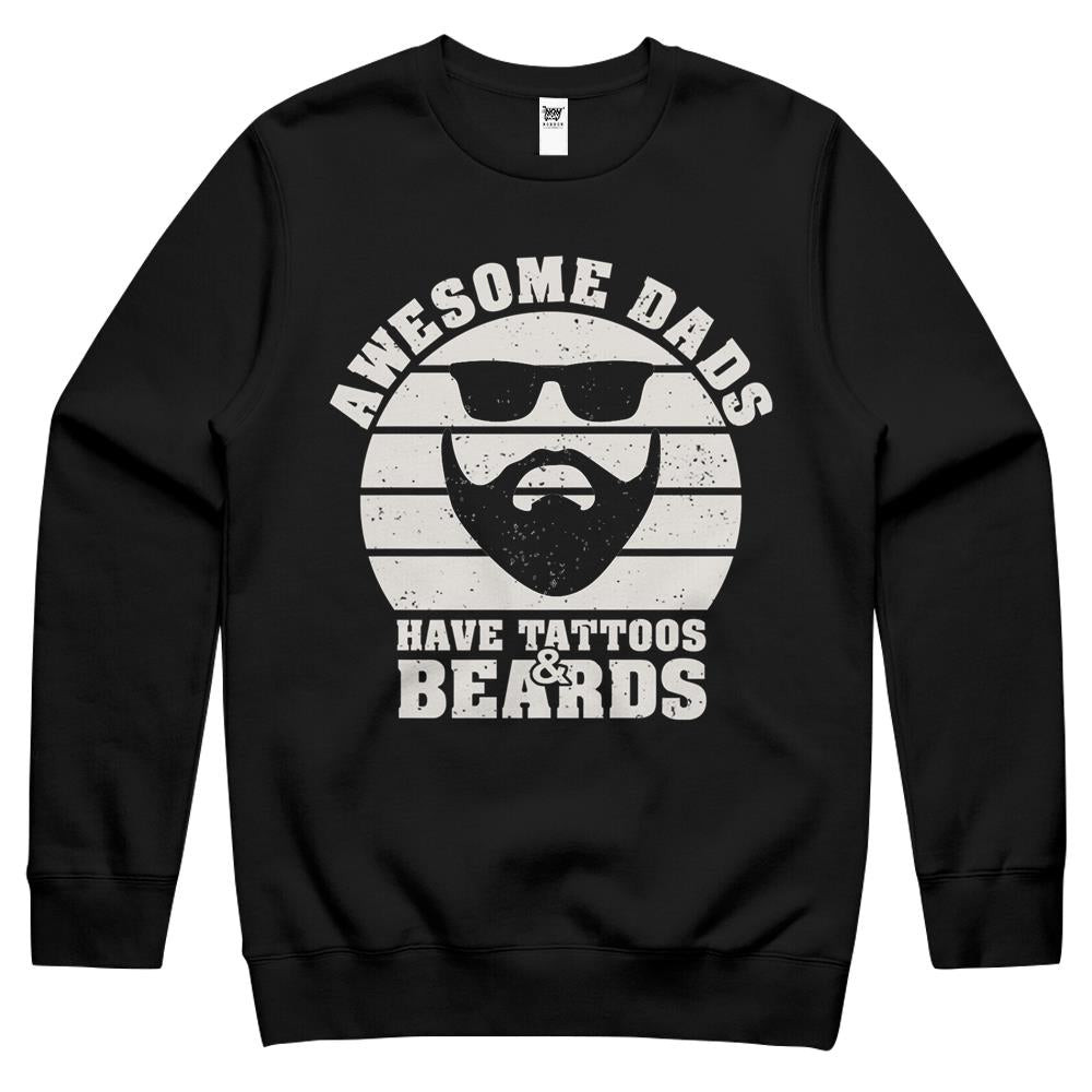 Awesome Dads Have Tattoos And Beards Vintage Father’s Day Crewneck Sweatshirt