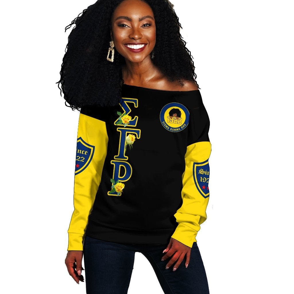 Sorority Sweatshirt – Sigma Gamma Rho Yellow Rose Off Shoulder