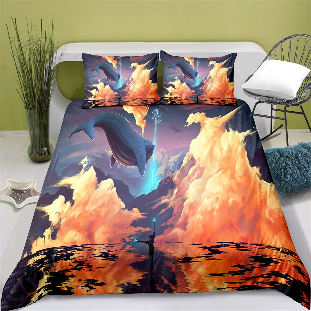 3D Dolphin Printed Duvet Cover With Pillow Case Kids Boys Bedding Sets Single Twin Full Queen King Size Bedding Sets