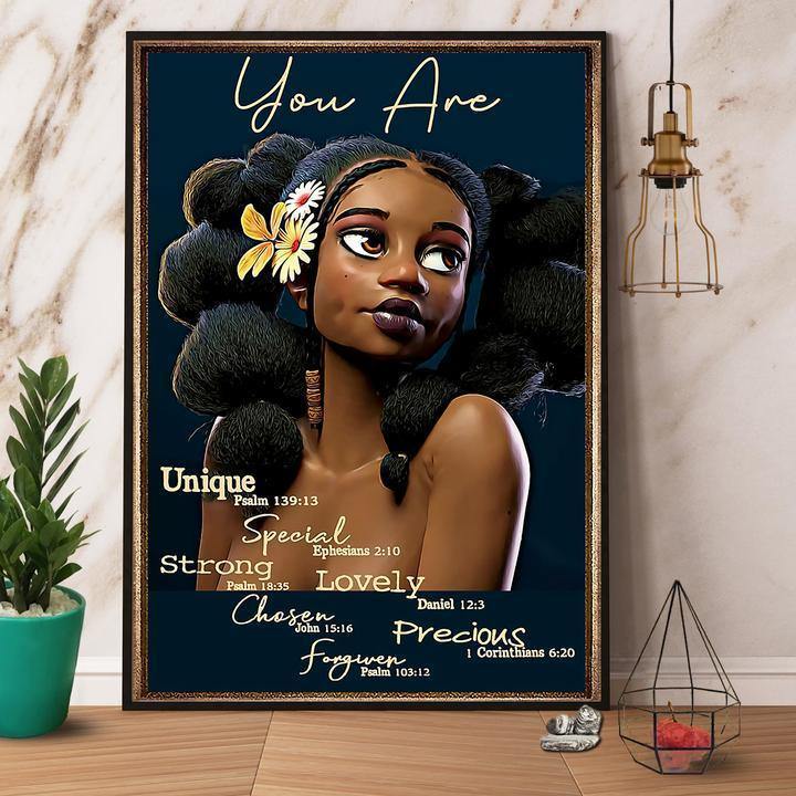 Black Girl You Are Unique Special Strong Lovely Gift For Family Home Decor Matte Canvas Canvas Prints