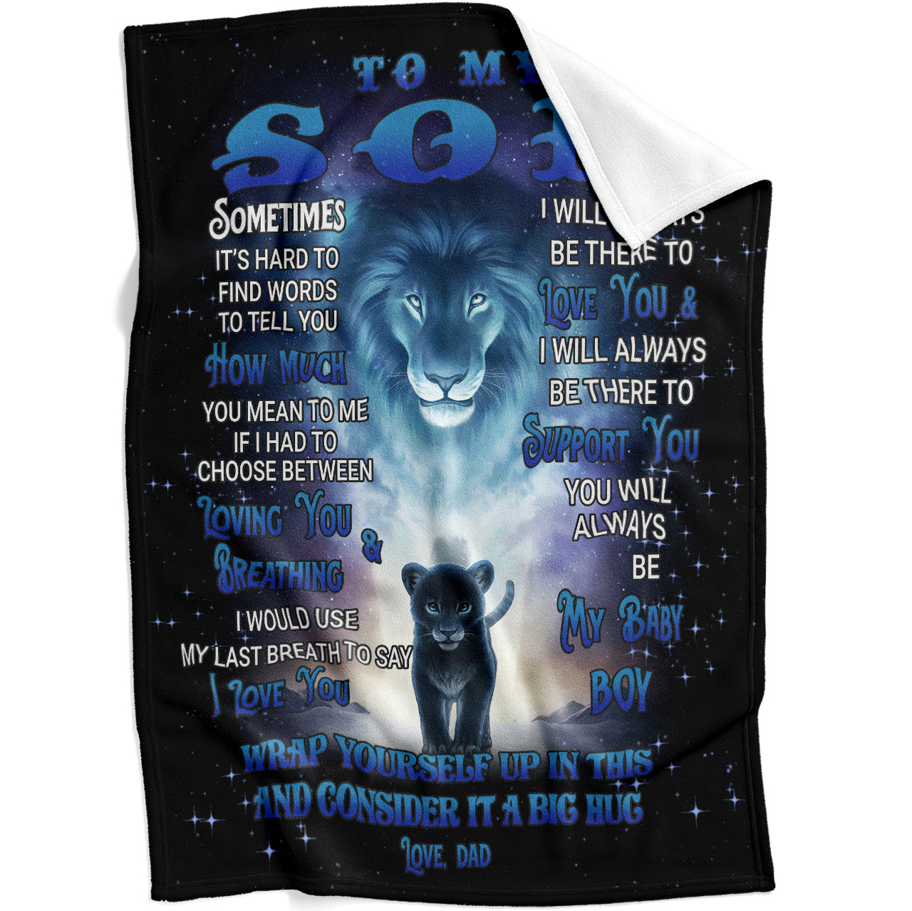 Blanket Gift Ideas For Son, Love You Support You Lion Dad and Son