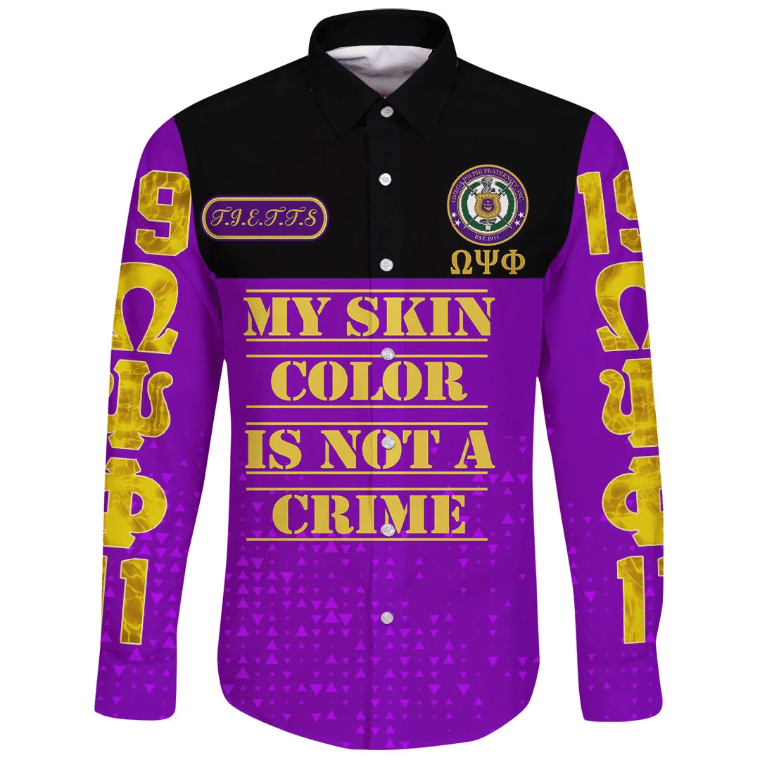 Africa Zone Shirt – Omega Psi Phi Long Sleeve Button Shirt A7