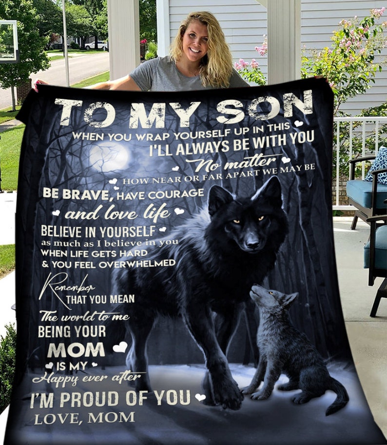 Custom To My Son Fleece Blanket Christmas Gift From Grandma Grandpa Papa Pop Pop Lion Mom Christmas Gift Sherpa Blanket Family Gift