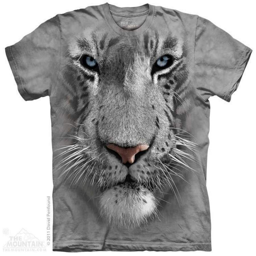 White Tiger Face Adult T-Shirt