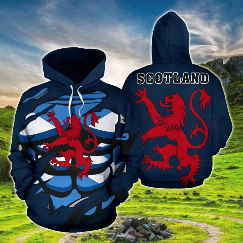 Scottish Lion In Me Navy Blue All Over Print Hoodies