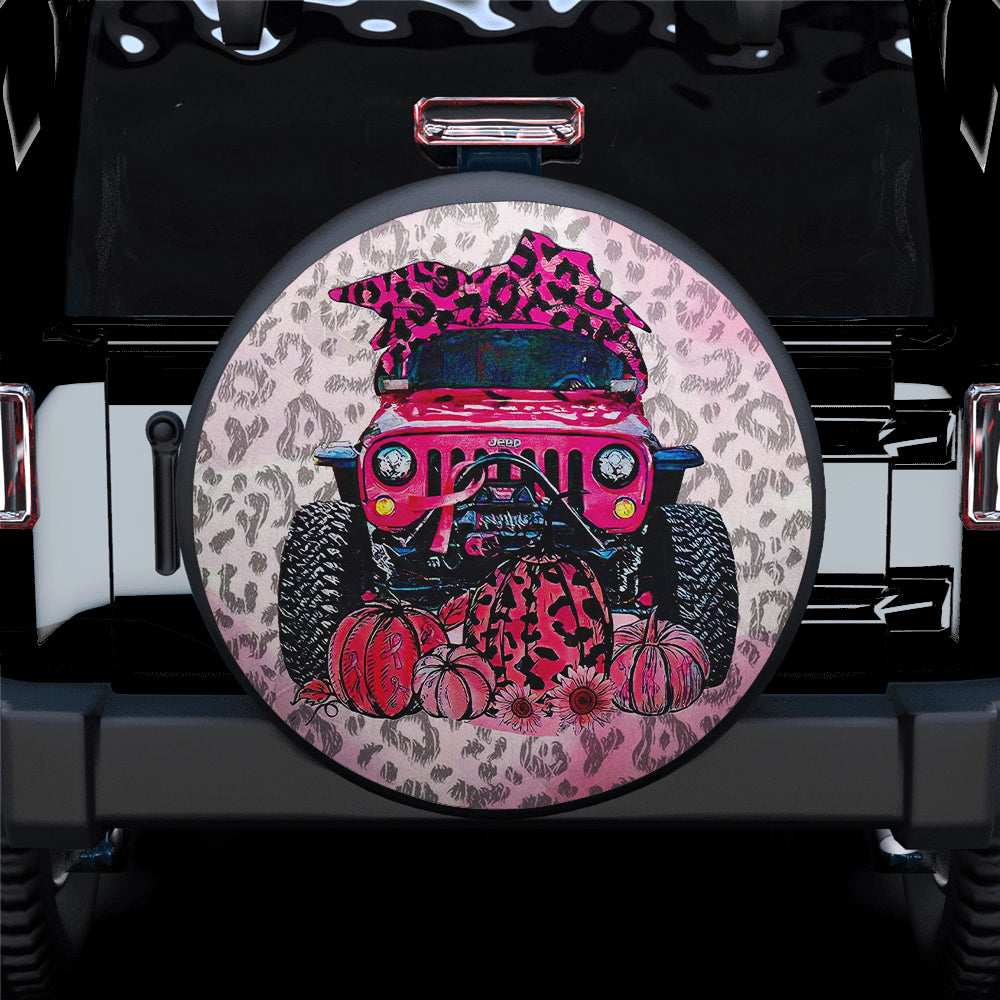 Pink Jeep In October Jeep Car Spare Tire Cover Gift For Campers