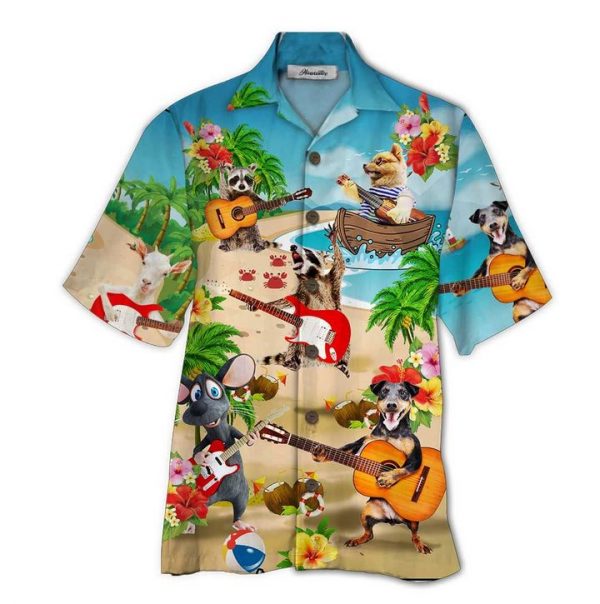 Animal Guitar Music Hawaiian Shirt Summer Beach Clothing Clothes For Men Women Ht