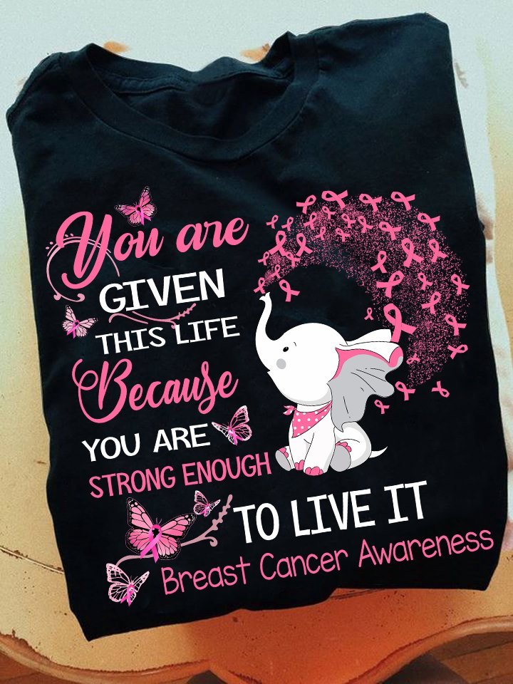 You Are Given This Life Because You Are Strong Enough To Live It Breast Cancer Awareness Gift Standard/Premium T-Shirt