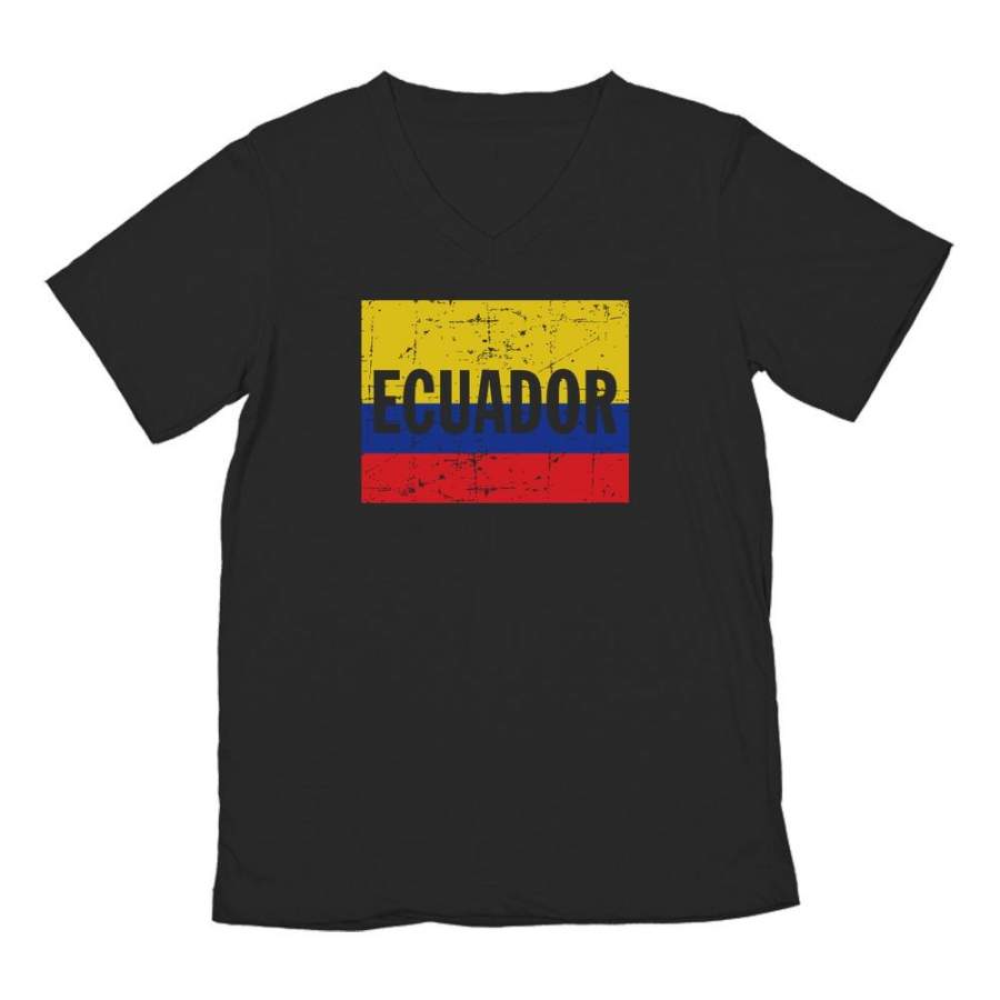 Ecuador Flag – Vintage Retro Ecuadorian V-Neck T-Shirt