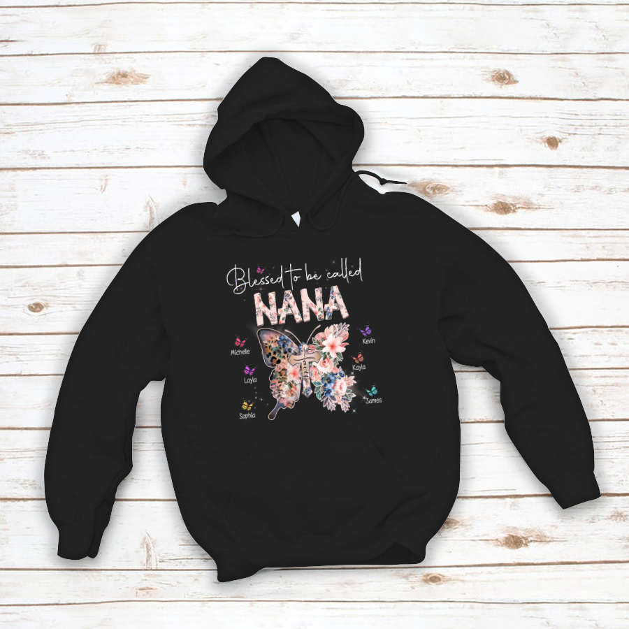 Blessed To Be Called Nana Butterfly Flower Hoodie