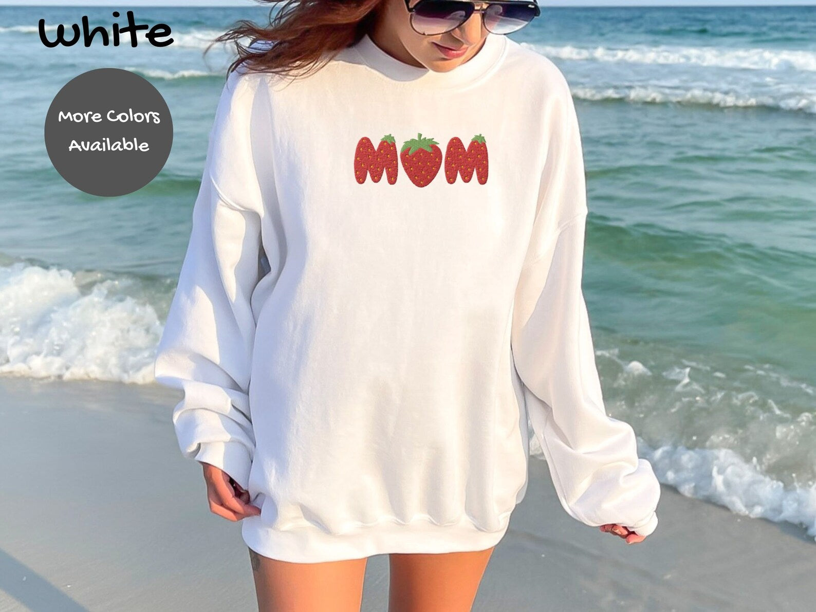 Strawberry Mom Embroidered Halloween Sweatshirt 2D Crewneck Sweatshirt All Over Print Sweatshirt For Women Sweatshirt For Men Sws3487