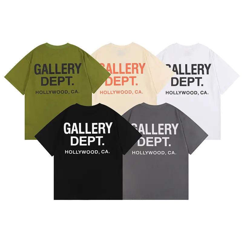 GALLERY DEPT Hip Hop T-Shirt, Crew Neck Short Sleeve Shirts Graphic Tees Casual for Men and Women Black Round Neck Cotton Menswear Classic Sublimation Underwear Top