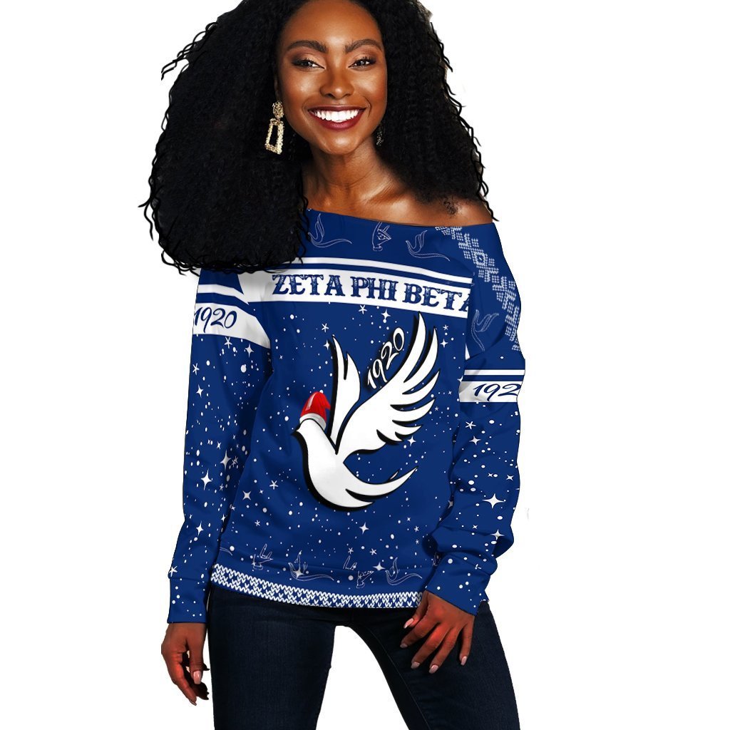 Sorority Sweatshirt – Zeta Phi Beta Christmas Off Shoulder