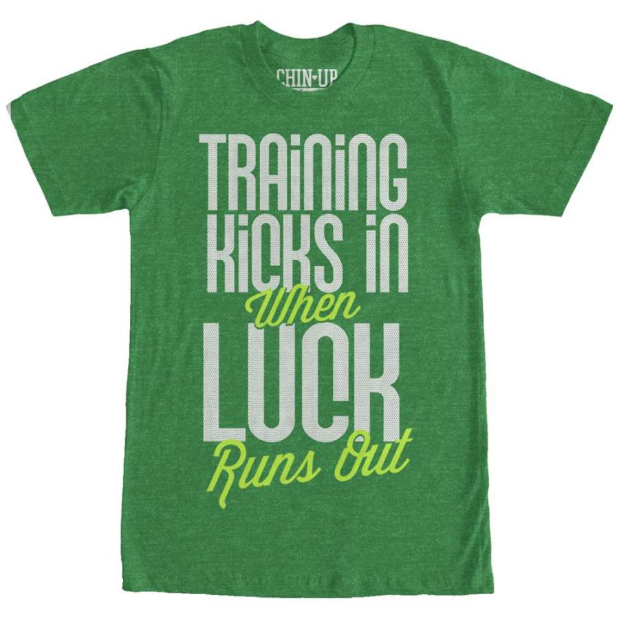 CHIN UP Women’s Training Kicks in When Luck Runs Out  Boyfriend Tee Kelly Heather