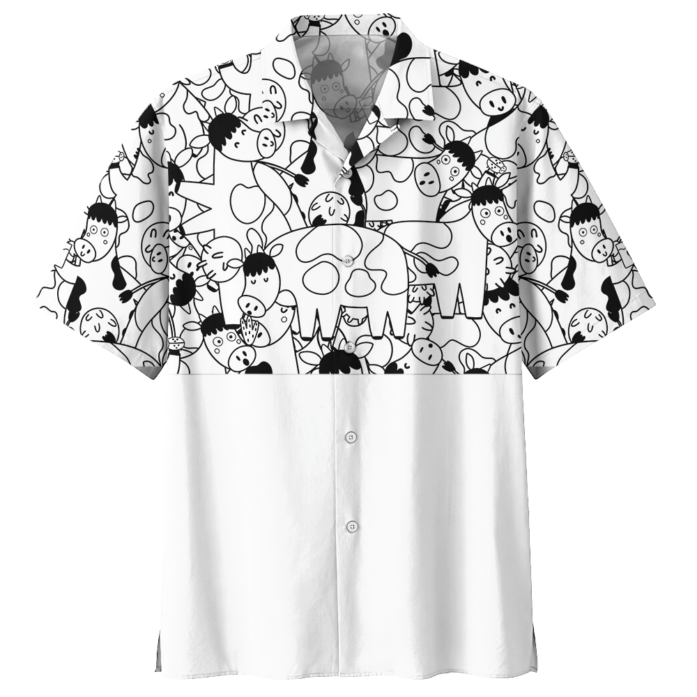 Cow White High Quality Unisex Hawaii Shirt For Men And Women Ha71722