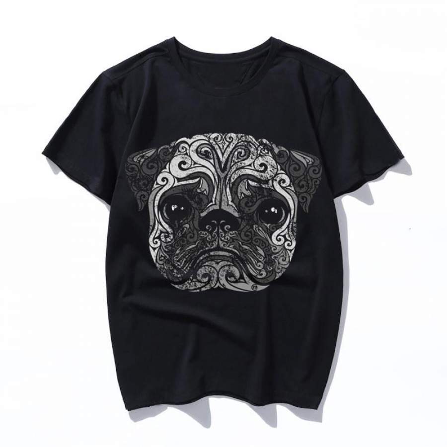 swirly pug s w Women T-shirt Fashion Print Top O-Neck Tee Shirts Men 2019 Black Tops Tee Short Sleeve Tees camiseta
