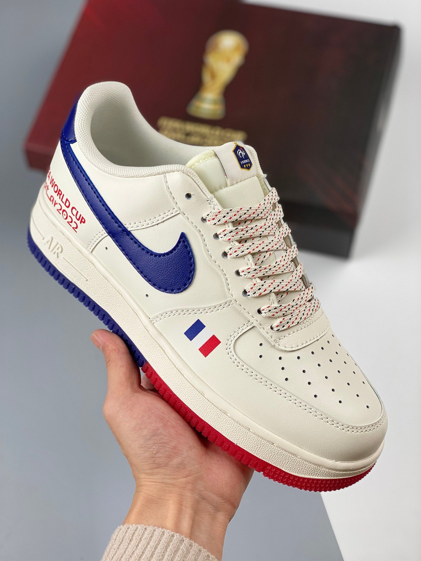 Custom Nike Air Force 1 Low ‘World Cup 2022’ White Blue Red 5341020