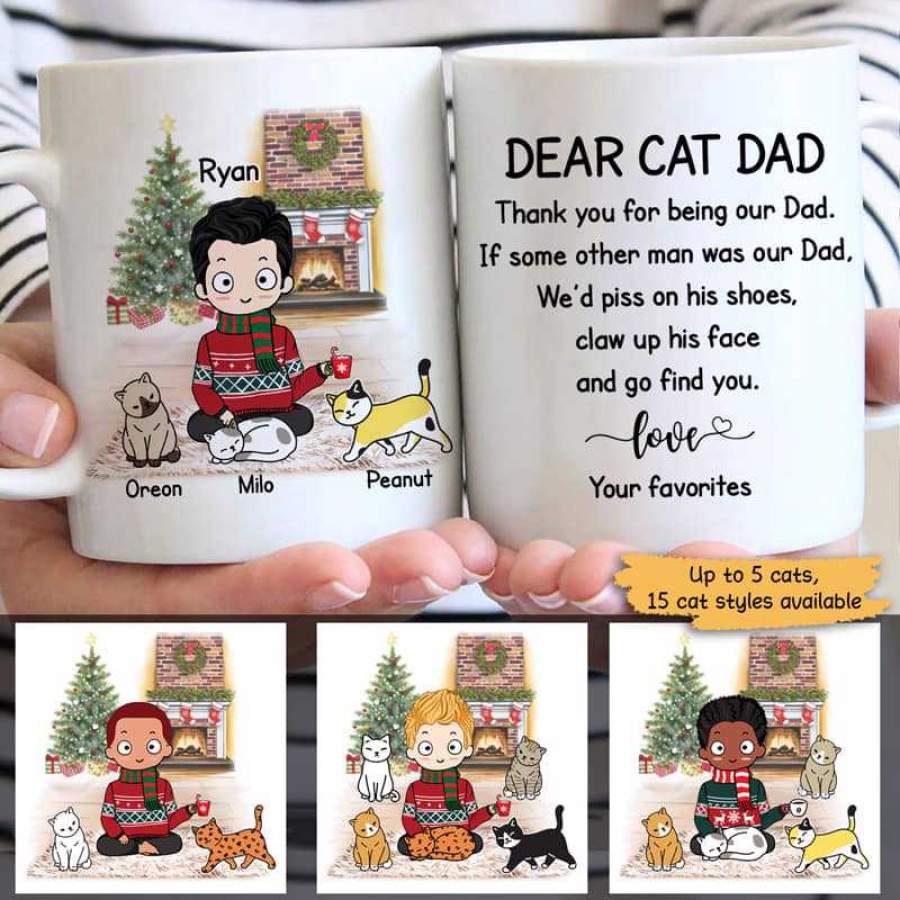 Dear Cat Dad Chibi Cat Dad Personalized Mug