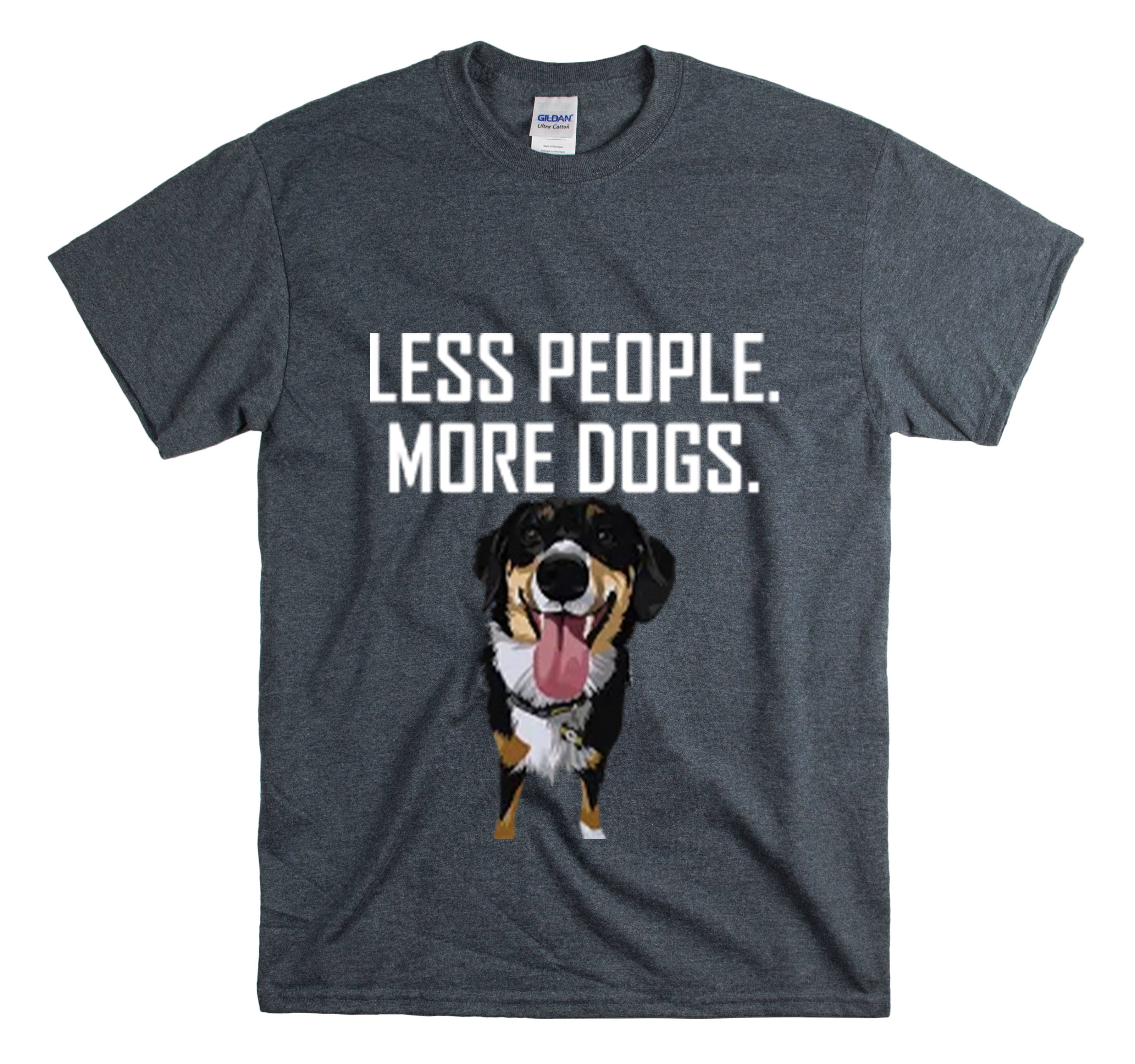 Shirt Funny Less People More Puppies Bernese Mountain Animal Doggy Playful Pet Pawsome  T-Shirt Unisex Heavy Cotton Tee