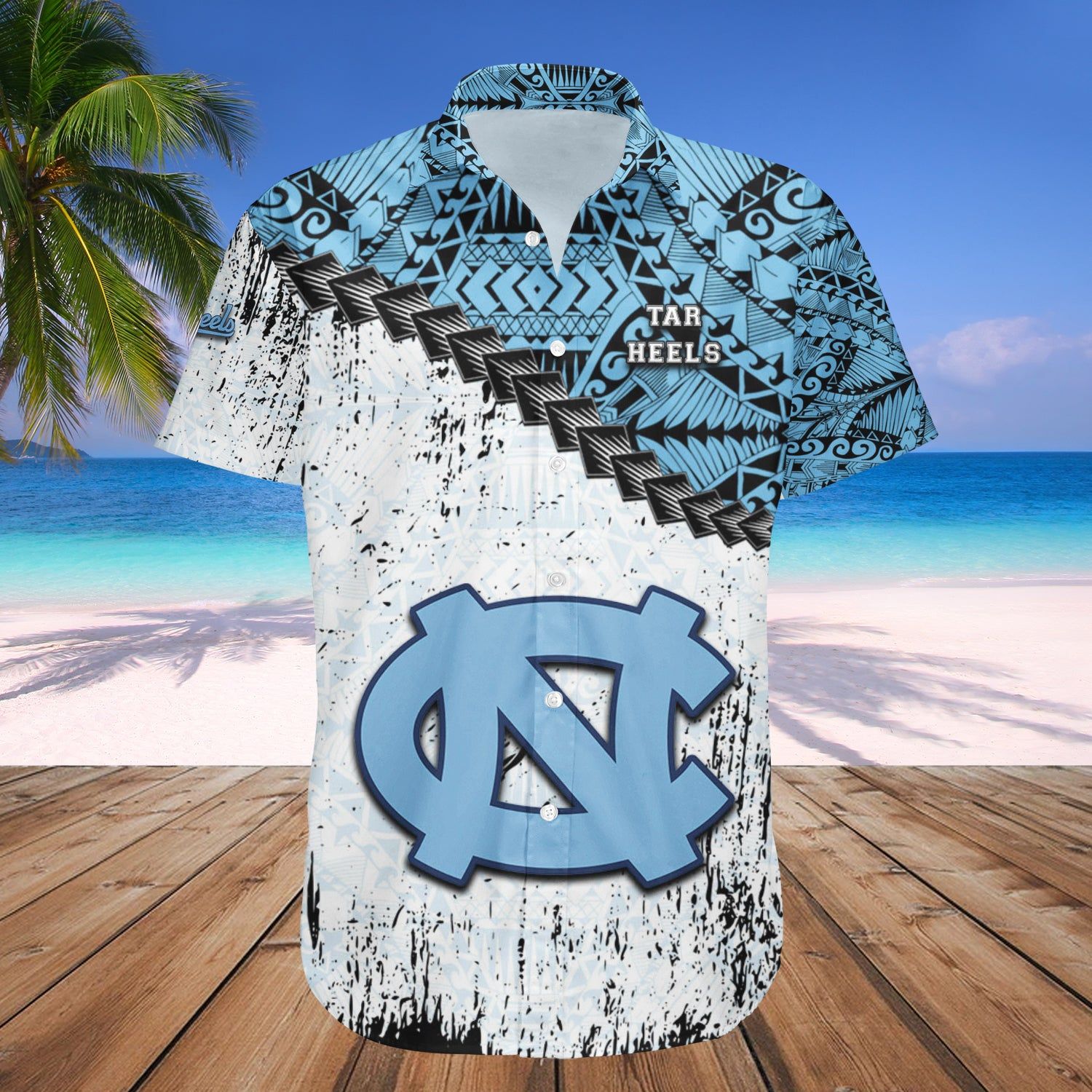 North Carolina Tar Heels Hawaii Shirt Grunge Polynesian Tattoo – NCCA