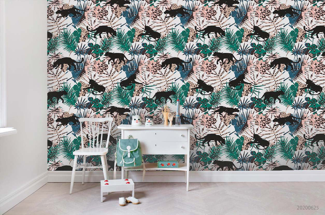 3D Tiger Green Leaf Wall Mural Wallpaper A291 Lqh