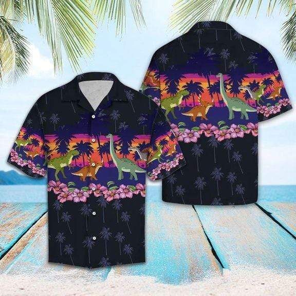 Get Here Dinasour Tropical Fruits Hawaii Aloha Shirts Dh Ha16132