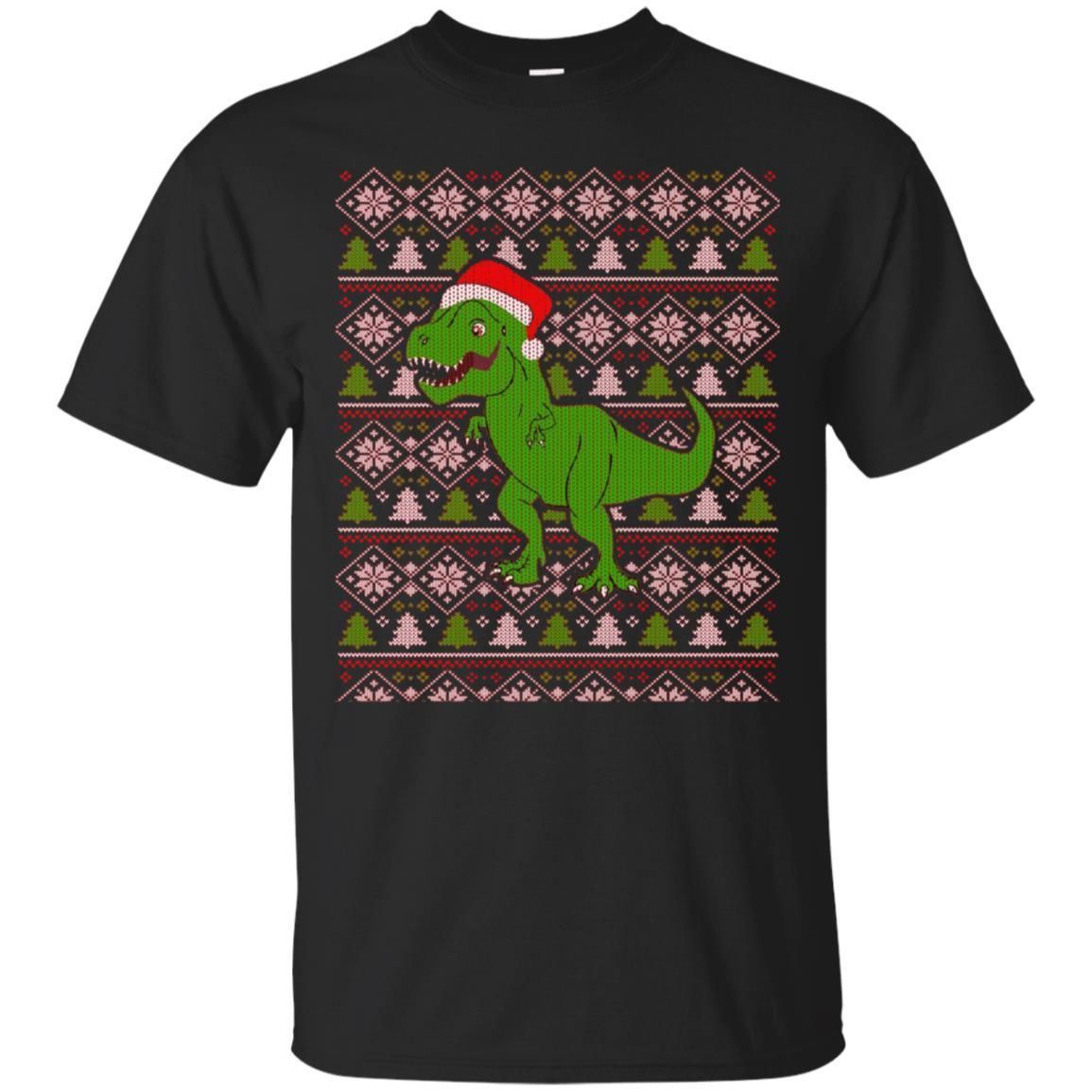 Check out this awesome Funny T-Rex Dinosaur Ugly Christmas Sweater Style T-Shirt