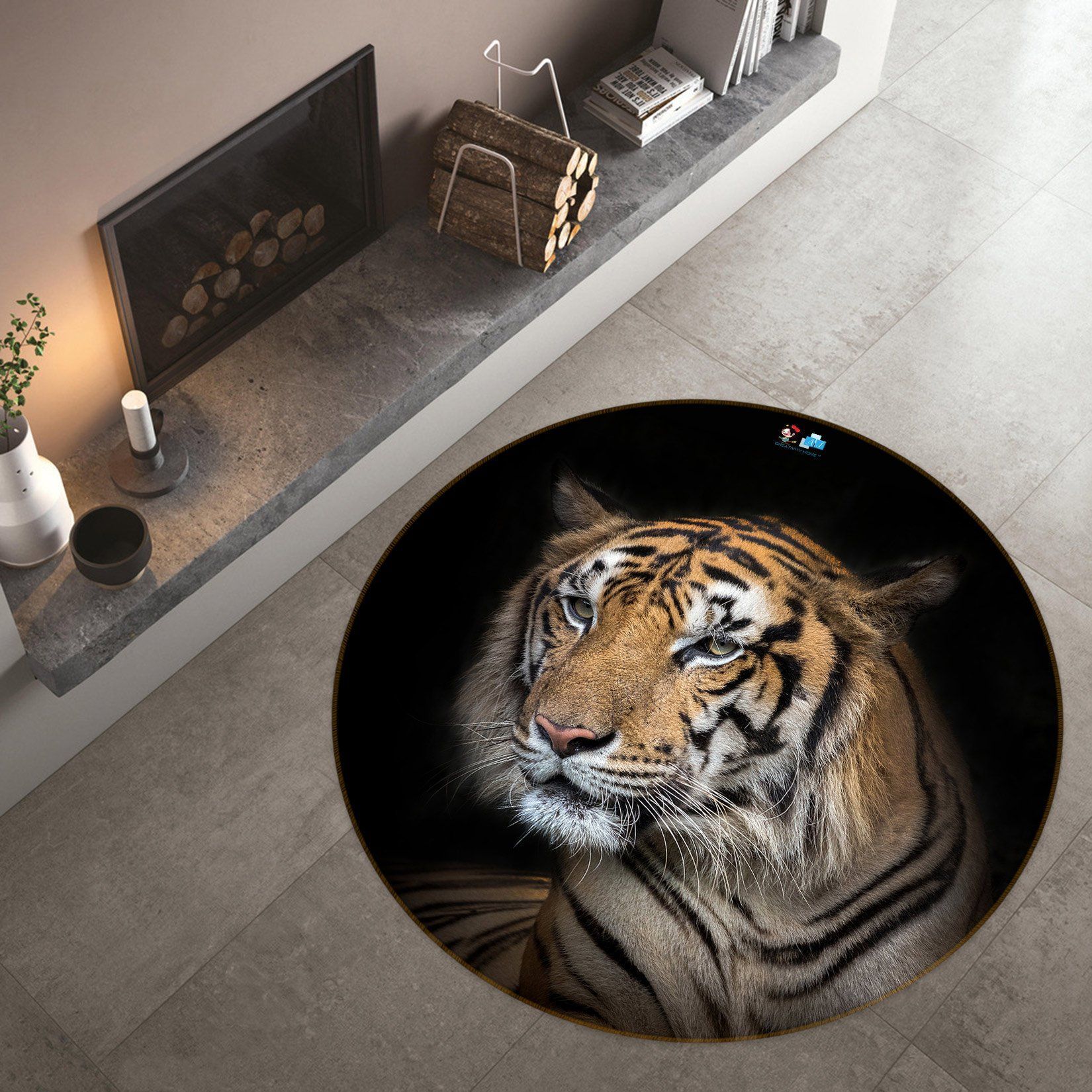 3D Tiger 81189 Round Rug – Round Carpet Home Decor