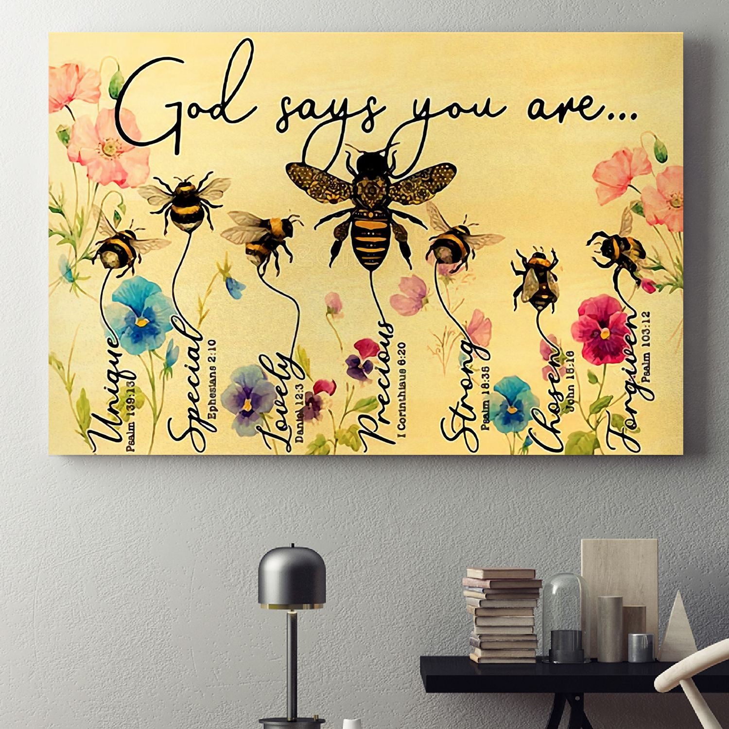 With Bee God Says You Are Poster – Unique Lovely Strong Canvas Home Décor Gifts For Kids Children – Gigo Smart