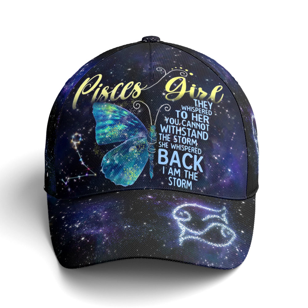 Pisces Girl I Am The Storm Butterfly Baseball Cap Coolspod