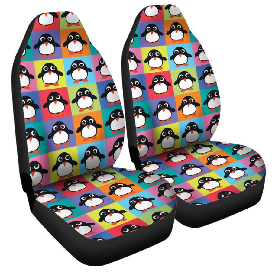 Cute Colorful Penguin Pattern Print Universal Fit Car Seat Covers