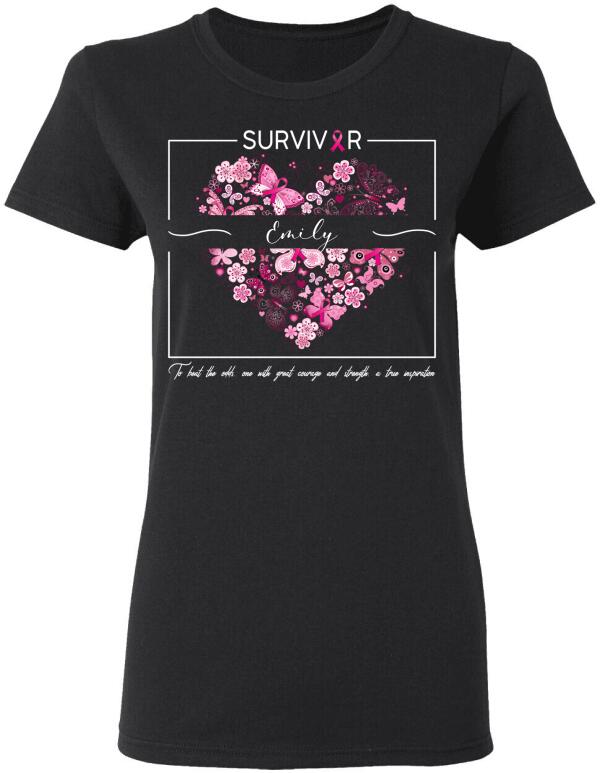 Survivor To Beat The Obbs One With Great Courage Personalized Shirt Breast Cancer Awareness Sh-00364-Ctha