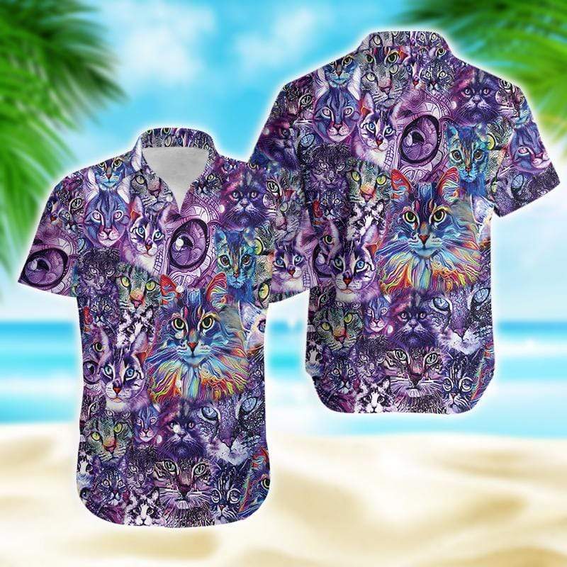 Colorful Galaxy Cat Hawaii Shirt Unisex Adult Ha66637