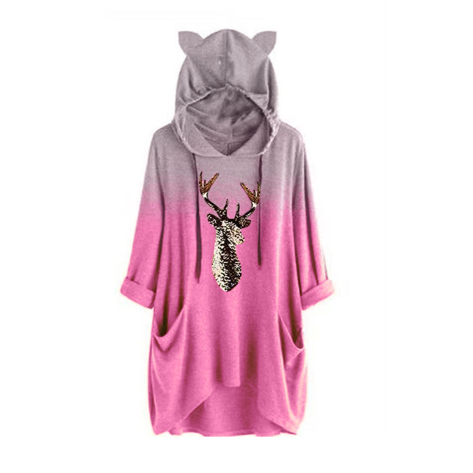 Tie-dye Print Sweatshirts With Rabbit Ears Hoodies Women Crop Top Harajuku Women Sweatshirts And Hoodies Sudaderas Con Capucha alx