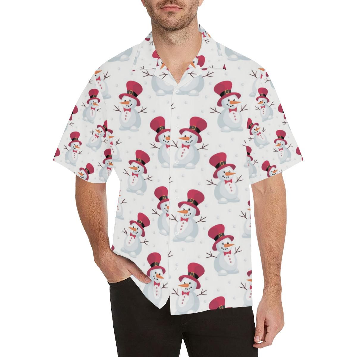 Cute Snowman Pattern All Over Print Hawaii Shirt Ha106304