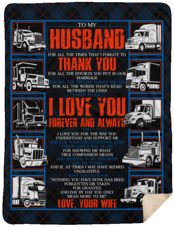 Trucker Gift, Gift For Trucker Husband, To My Husband Fleece Blanket