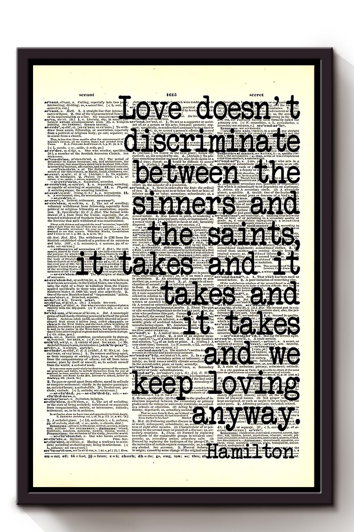 Alexander Hamilton Quote Love Doesn’T Discriminate Typography Wall Art For Home Decor Framed Canvas