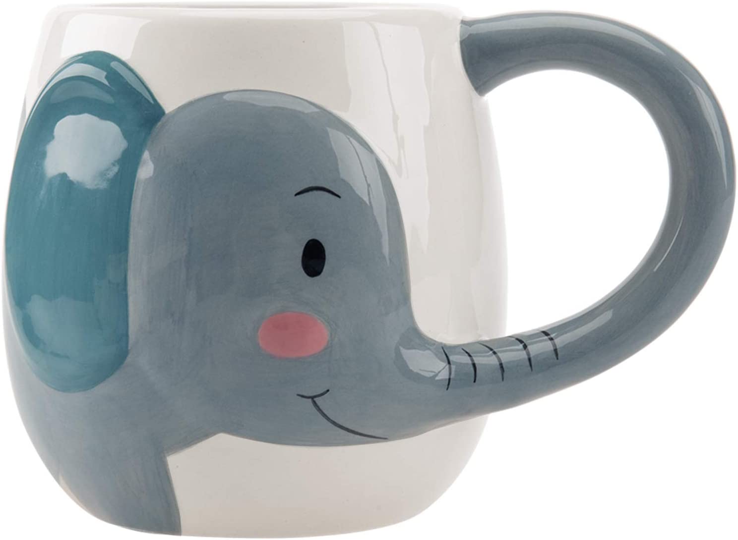 Handmade Porcelain 3D Elephant Coffee Mug With Trunk Handle