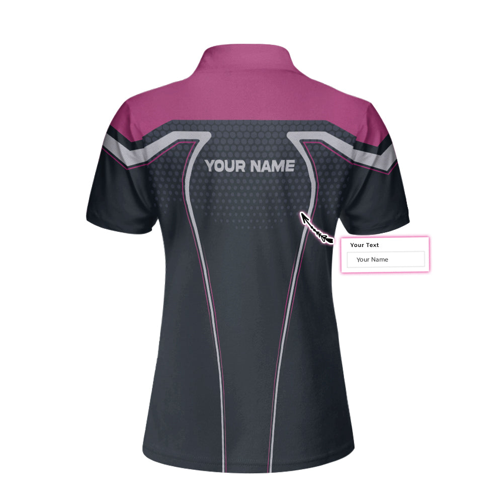 Bowling Team In Pink Custom Short Sleeve Women Polo Shirt, Personalized Bowling Shirt For Ladies, Custom Bowling Gift Idea Coolspod