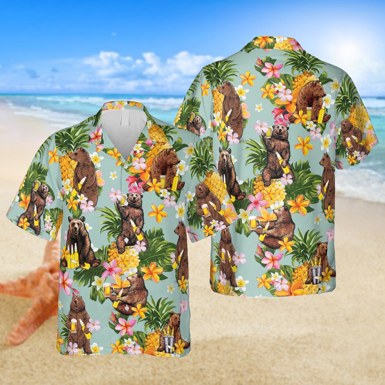 Funny Bear And Beer Hawaiian Camping Kahala Shirt Ha98265