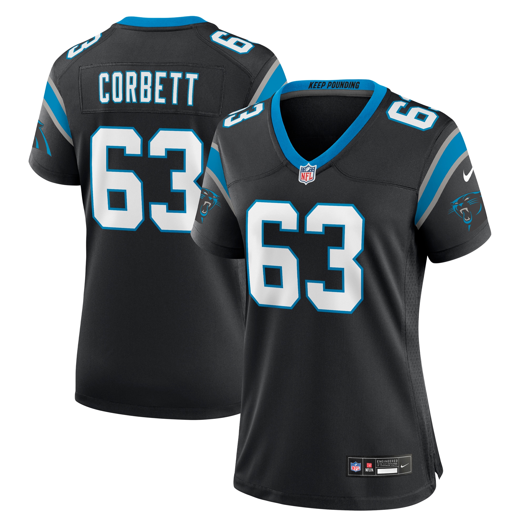 Women’s Carolina Panthers Austin Corbett Black Team Game Jersey