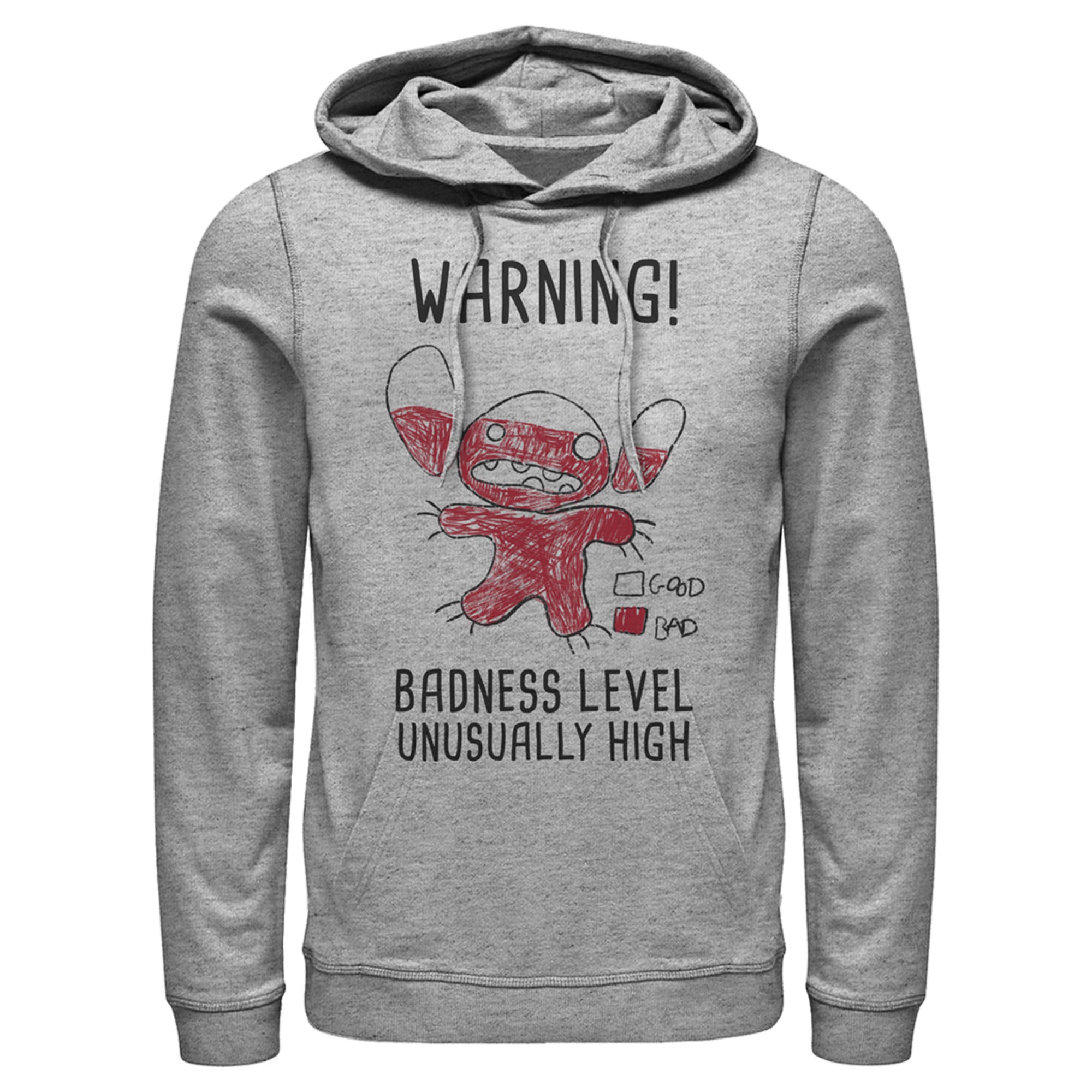 Men’S Lilo & Stitch Badness Level Warning Sketch Pull Over Hoodie