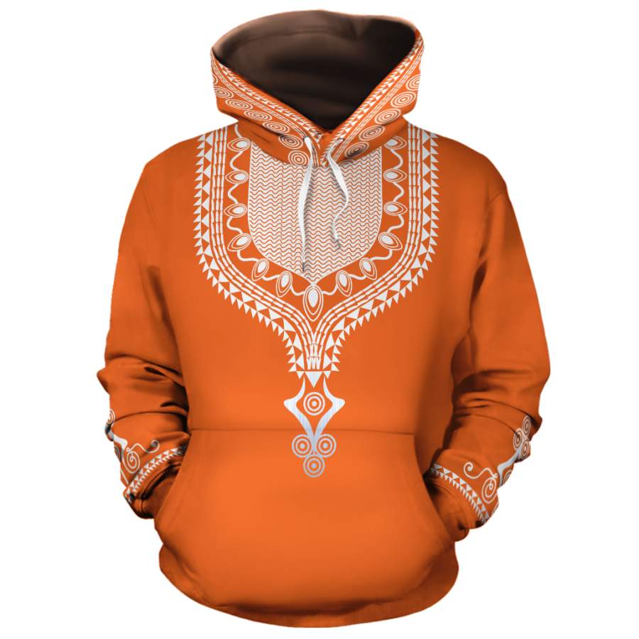 Dashiki Color Orange Fleece All-Over Hoodie