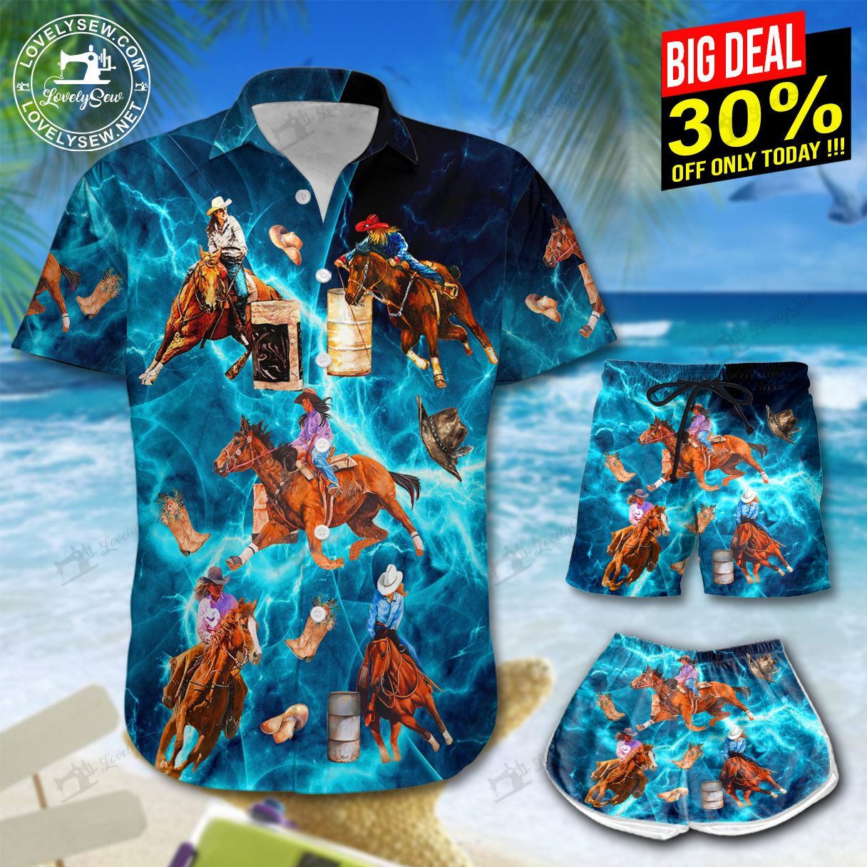 Barrel Racing Hawaiian Shirt Shorts Ha95867