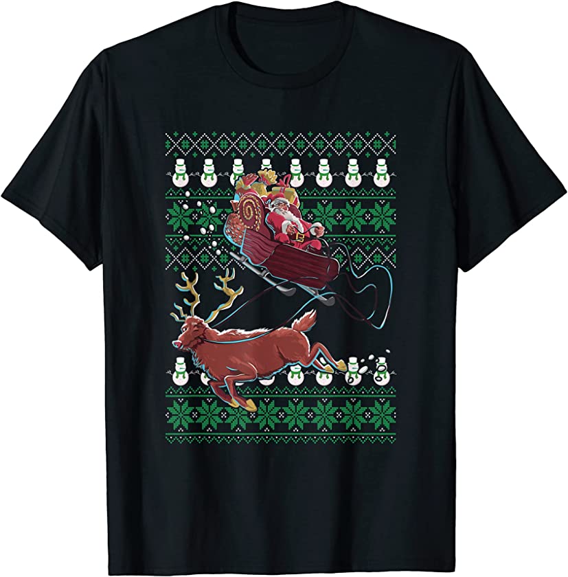 Ugly Christmas Santa Claus Reindeer X-Mas Tree Snowman Deer T-Shirt