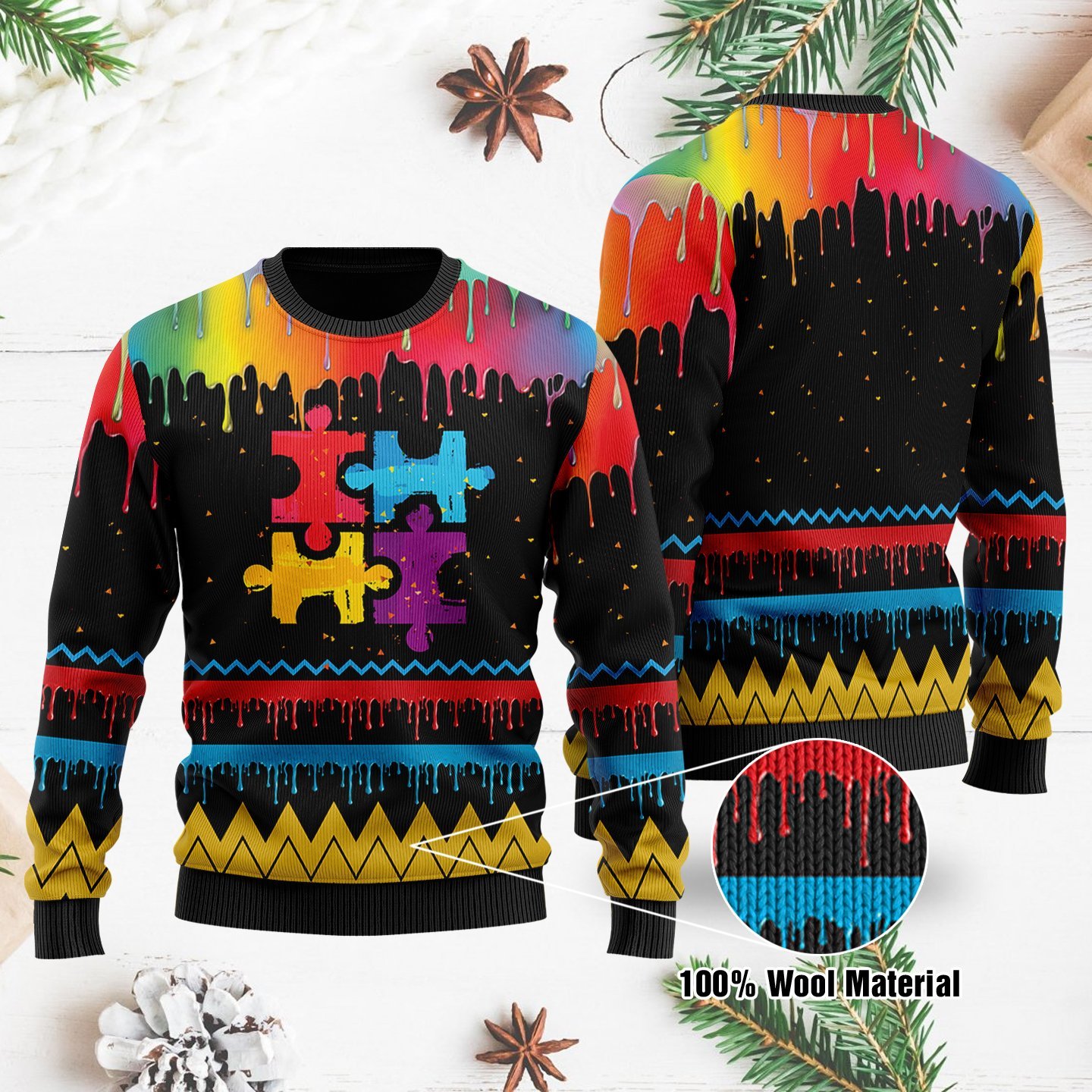 Autism Awareness Christmas Ugly Sweater | Unisex | Full Size | Adult | Colorful | US1630