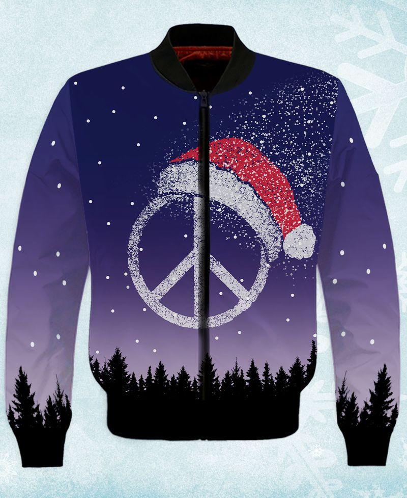 Peace Sign Gift For Christmas Holiday 3D Bomber