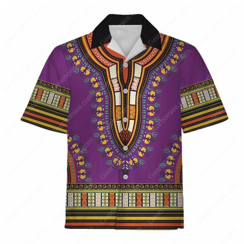 Purple African Dashiki Hawaiian Shirt